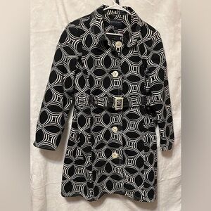 Banana Republic Black and White Geometric Trench Coat W L, Spring/Summer/Fall